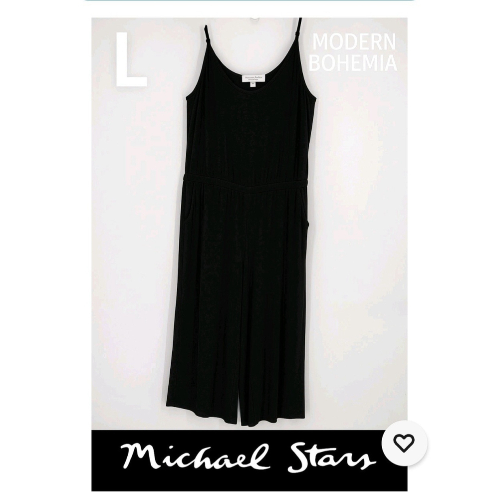 Michael Stars Black Romper Jumpsuit Women’s L Wide Leg Sleeveless Pocketed